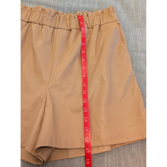 The Drop Womens Tan Faux Leather High-Waisted Shorts Size L Cute Fall Clothing - Picture 10 of 11